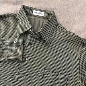 Yves Saint Laurent Men Button Pull Over Button Long Sleeve Shirt Size Large